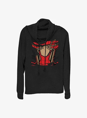 Marvel Spider-Man Ripped Spidey Suit Cowlneck Long-Sleeve Girls Top