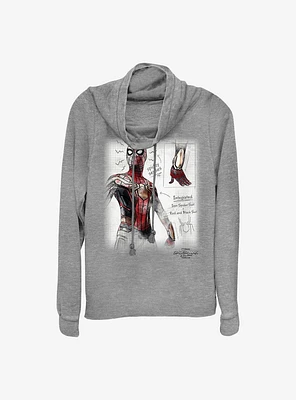 Marvel Spider-Man Sketched Cowlneck Long-Sleeve Girls Top