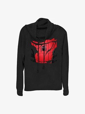 Marvel Spider-Man Spiderman Torn Suit Cowlneck Long-Sleeve Girls Top