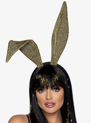 Glitter Bunny Ear Headband Gold