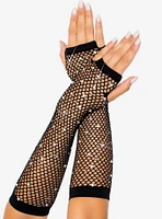 Rhinestone Fishnet Arm Warmers
