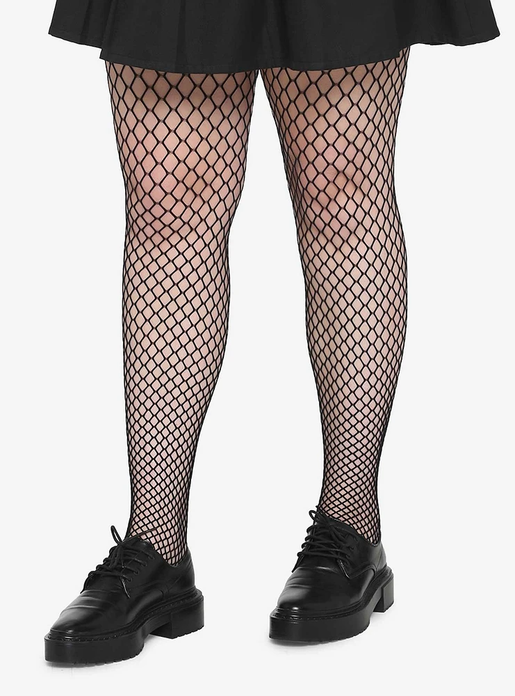 Black Octagon Fishnet Tights Plus