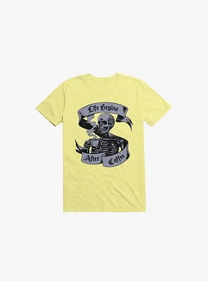 Beans & Bones Coffee Skeleton Corn Silk Yellow T-Shirt