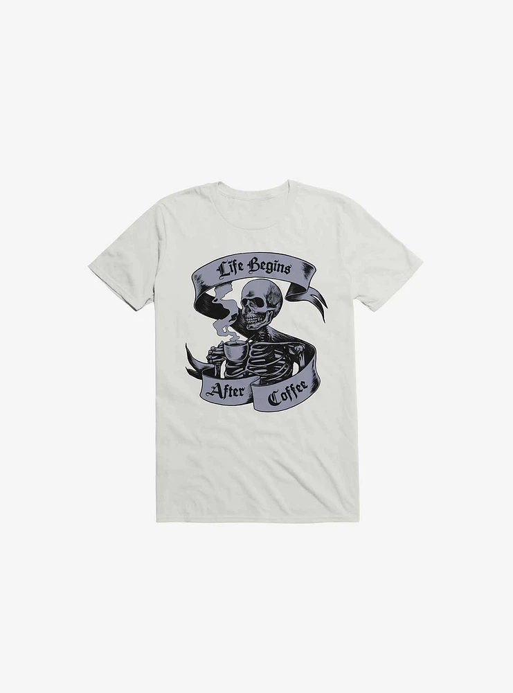 Beans & Bones Coffee Skeleton White T-Shirt