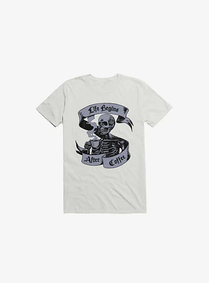 Beans & Bones Coffee Skeleton White T-Shirt