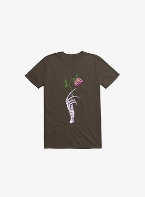 The Dead Rose Skeleton Hand Brown T-Shirt