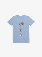 The Dead Rose Skeleton Hand Light Blue T-Shirt