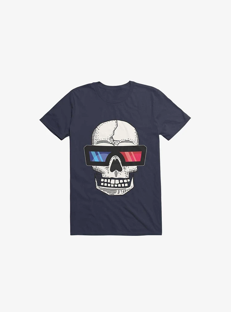 Happy Skull Living Life 3D Navy Blue T-Shirt