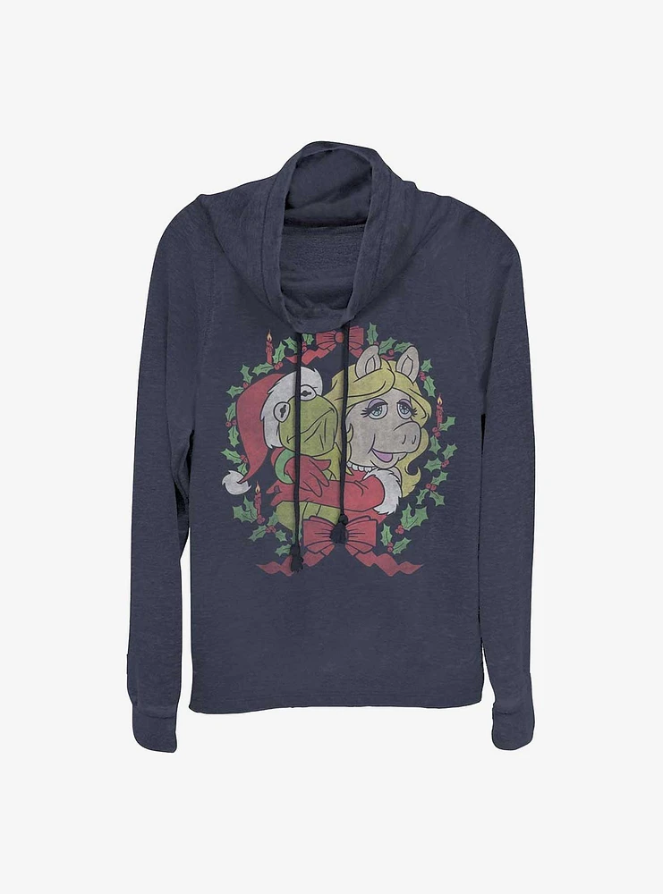 Disney The Muppets Kermy And Piggy Christmas Cowlneck Long-Sleeve Girls T-Shirt