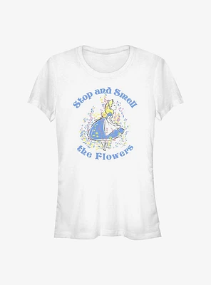 Disney Alice Wonderland Stop And Smell The Flowers Girls T-Shirt