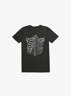 Skeleton Rib Tropical Black T-Shirt