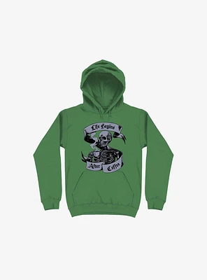Beans & Bones Coffee Skeleton Kelly Green Hoodie