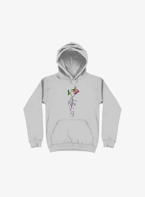 The Dead Rose Skeleton Hand Silver Hoodie