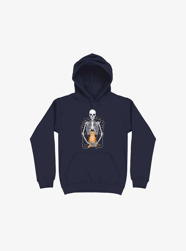 I Wish Was My Cat Skeleton Navy Blue Hoodie