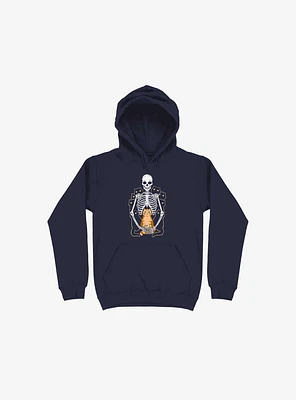 I Wish Was My Cat Skeleton Navy Blue Hoodie