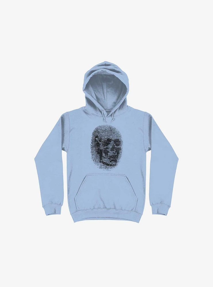 Unique And Equal Skull Fingerprint Light Blue Hoodie