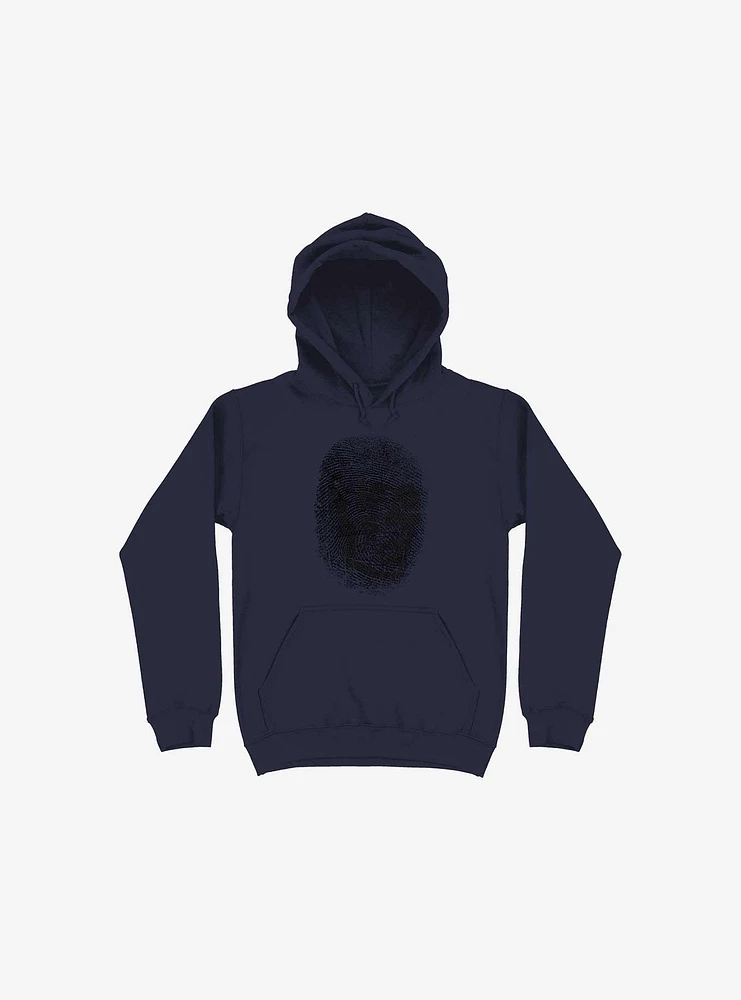 Unique And Equal Skull Fingerprint Navy Blue Hoodie
