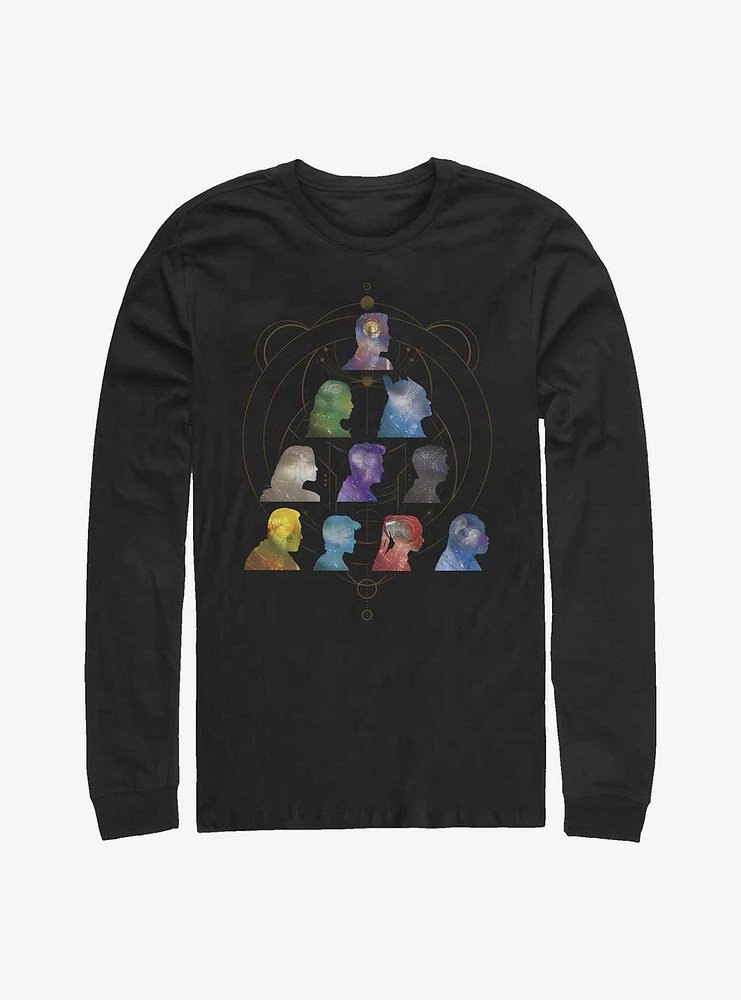 Marvel Eternals Silhouette Galaxy Heads Long-Sleeve T-Shirt