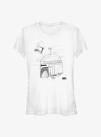 Star Wars The Book Of Boba Fett Helmet Greyscale Girls T-Shirt