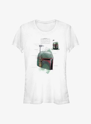 Star Wars The Book Of Boba Fett Helmet Schematic Painted Girls T-Shirt