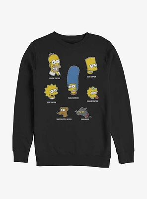 The Simpsons Family Faces Crew Sweatshirt