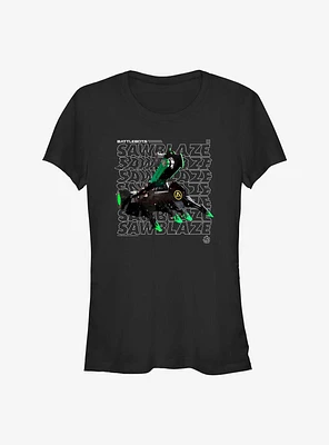 BattleBots Sawblaze Hero Stack Text Girls T-Shirt