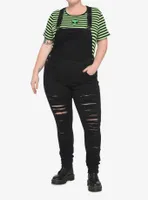 Black Destructed Girls Denim Overalls Plus Size