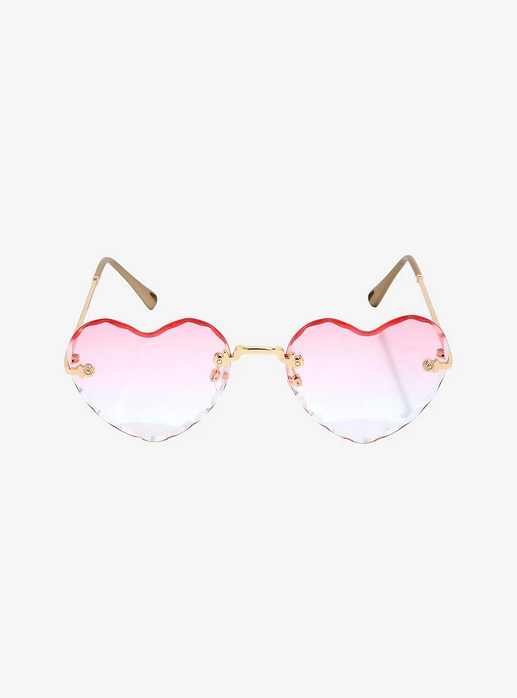 Pastel Ombre Pink Textured Heart Sunglasses