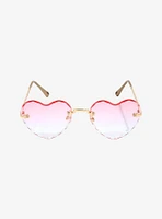 Pastel Ombre Pink Textured Heart Sunglasses