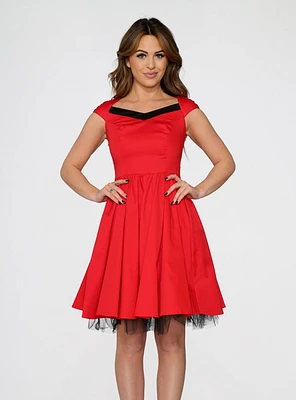 Retro Red Tulle Swing Dress
