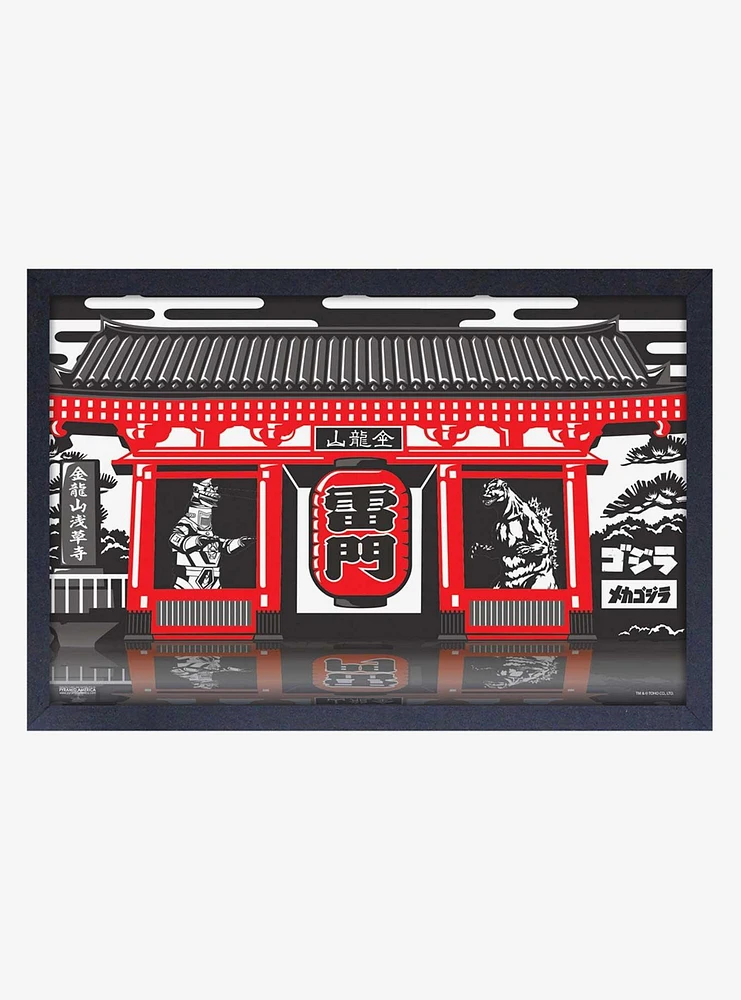 Godzilla Dojo Framed Wood Wall Art