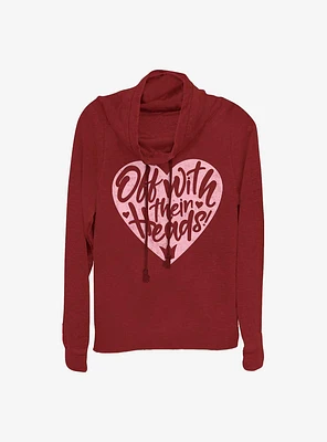 Disney Alice Wonderland Heart Queen Girls Cowl Neck Long Sleeve Top