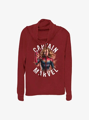 Marvel Captain Cap Burst Girls Cowl Neck Long Sleeve Top