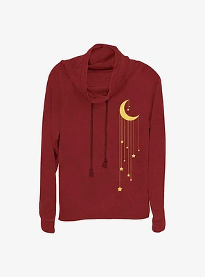 Moon Stars Girls Cowl Neck Long Sleeve Top