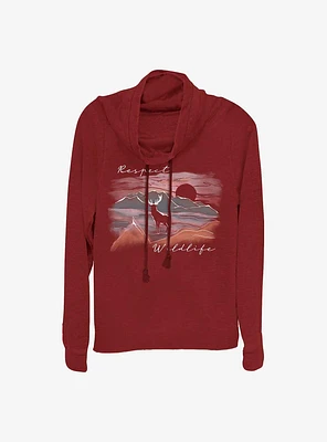 Respect Wildlife Girls Cowl Neck Long Sleeve Top