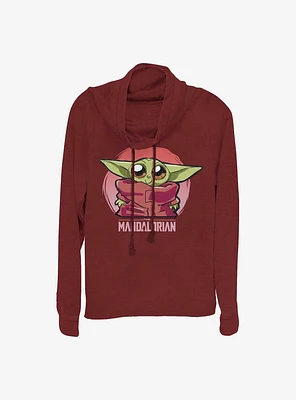 Star Wars The Mandalorian Cute Baby Heart Girls Cowl Neck Long Sleeve Top