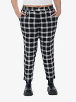 Black & White Plaid Grommet Pants Plus