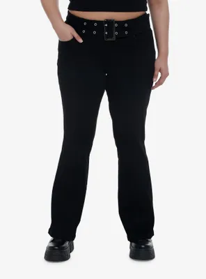 Black Low Rise Flare Denim Pants Plus