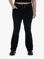 Black Low Rise Flare Denim Pants Plus