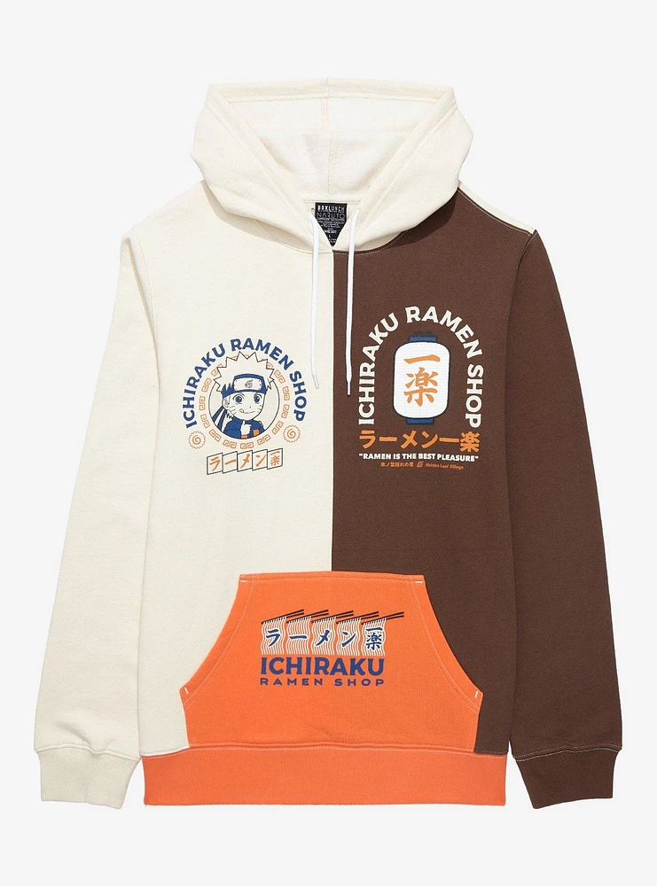 Naruto Shippuden Chibi Ichiraku Ramen Shop Color Block Hoodie - BoxLunch Exclusive