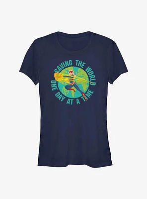 Marvel Captain Earth Day Saving The World Girls T-Shirt
