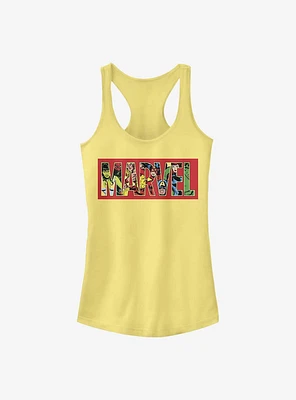 Marvel Logo Character Fill Girls Tank