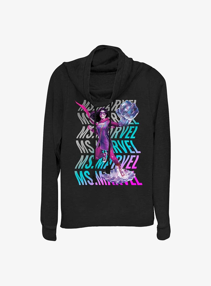 Marvel Ms. Wave Cowlneck Long-Sleeve Girls Top