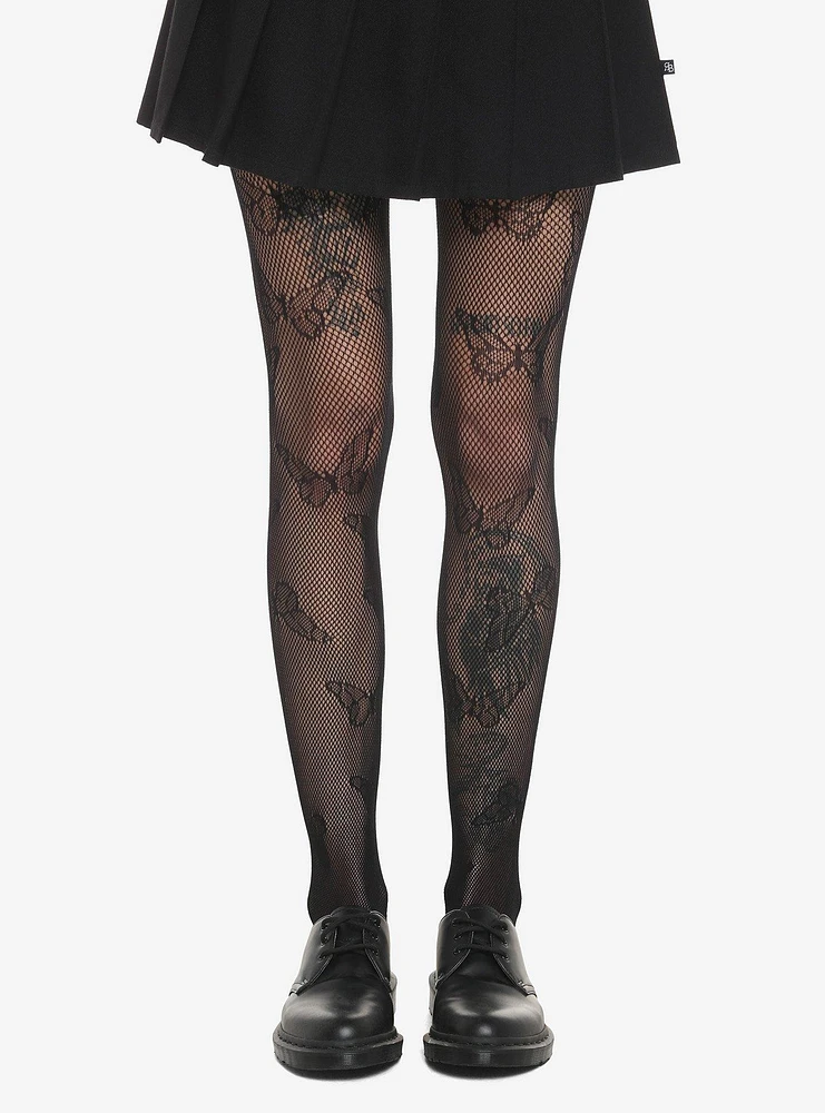 Black Butterfly Fishnet Tights