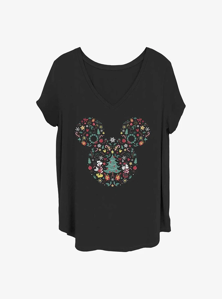 Disney Mickey Mouse & Minnie Holiday Ear Fill Girls T-Shirt Plus