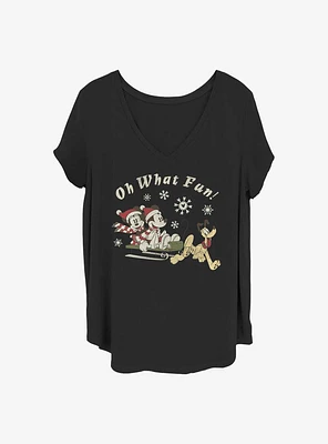 Disney Mickey Mouse & Minnie Holiday Oh What Fun Girls T-Shirt Plus