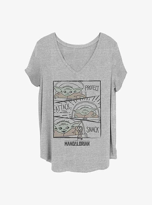 Star Wars The Mandalorian Child Doodle Panels Girls T-Shirt Plus
