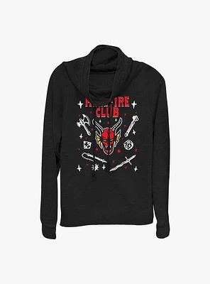 Stranger Things Hellfire Club Cowl Neck Long-Sleeve Top