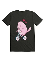 Kawaii Cute Cat On A Bicycle T-Shirt