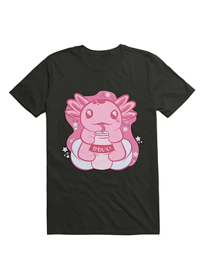 Kawaii Cute Axolotl Drinking Boba T-Shirt
